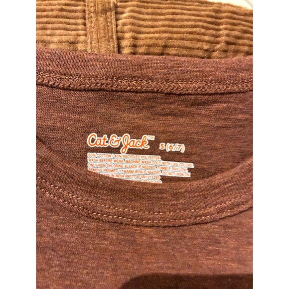 NWT Cat & Jack Brown Long-Sleeve Tee and Corduroy Pants Outfit - Boy's 6 - Picture 3 of 4